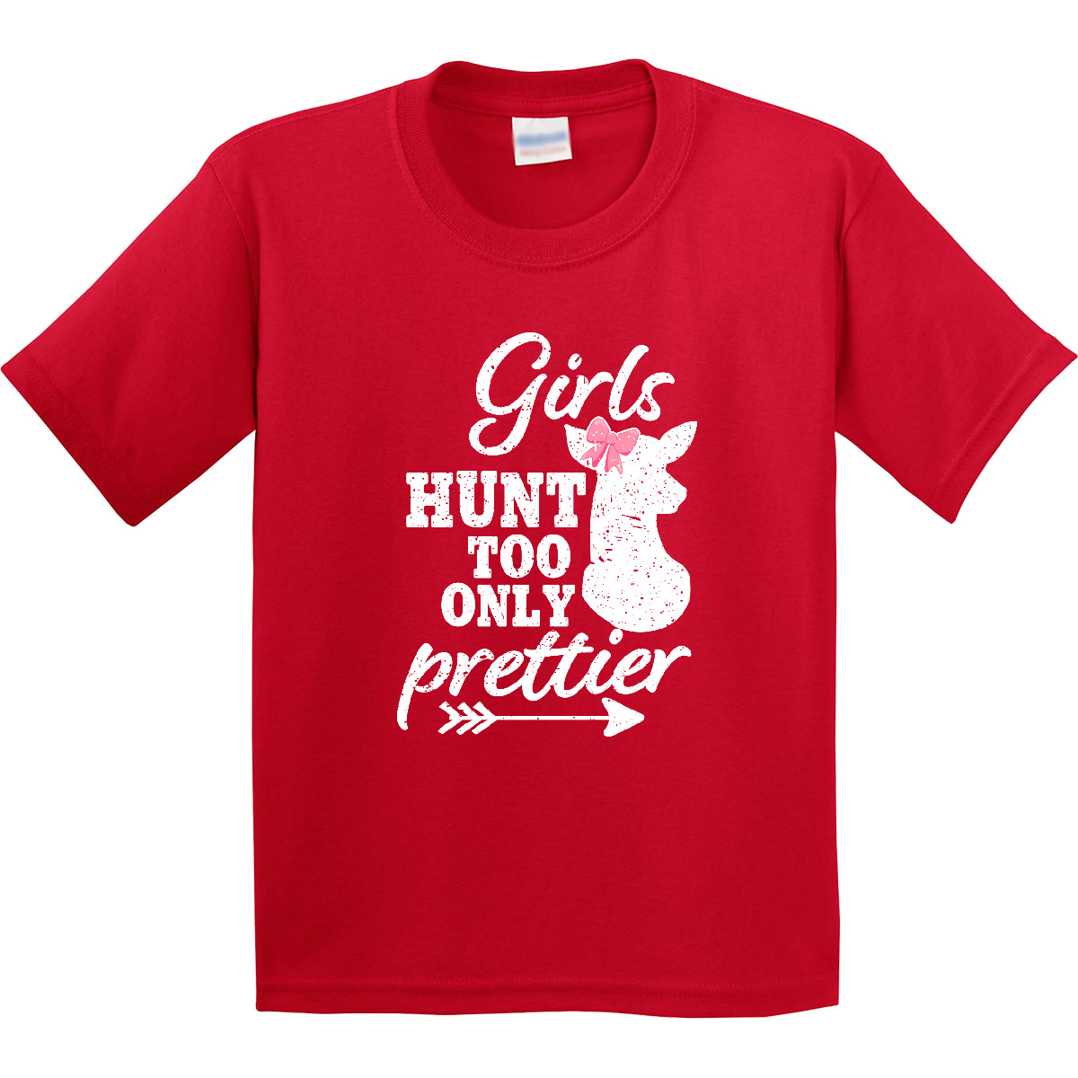 Inktastic Hunting Girls Hunt Too Only Prettier With Doe And Arrow Youth T-Shirt - Picture 7 of 10