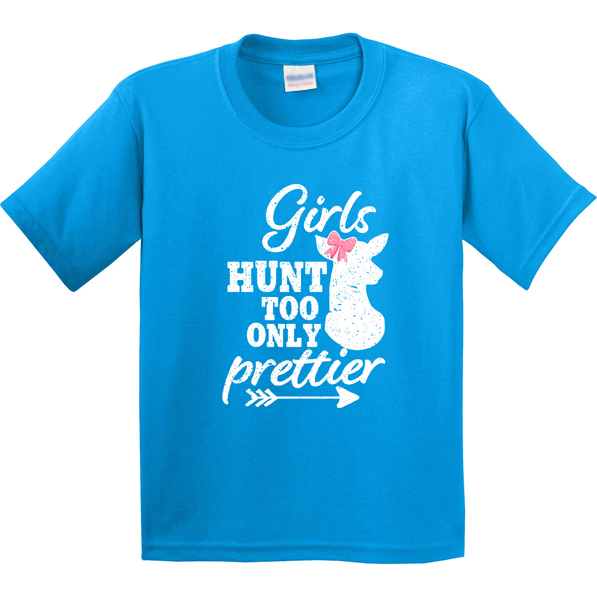Inktastic Hunting Girls Hunt Too Only Prettier With Doe And Arrow Youth T-Shirt - Picture 6 of 10