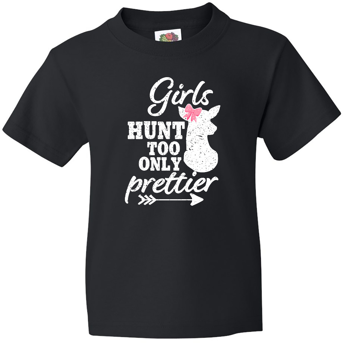 Inktastic Hunting Girls Hunt Too Only Prettier With Doe And Arrow Youth T-Shirt - Picture 3 of 10