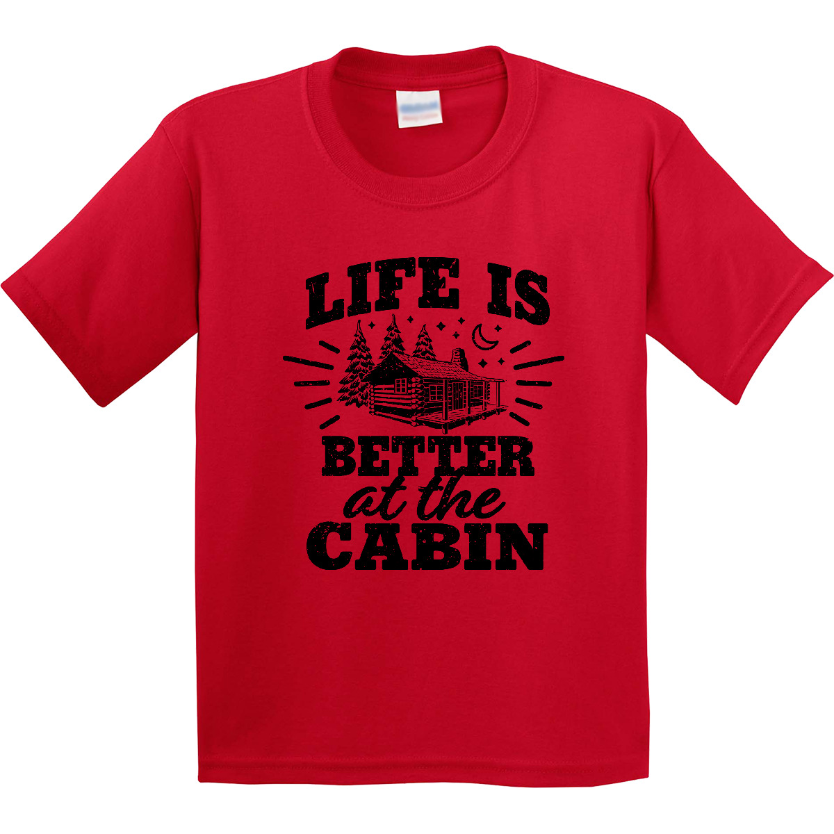 Inktastic Life Is Better At The Cabin With Trees And Moon Youth T-Shirt Hunt As - Picture 6 of 8