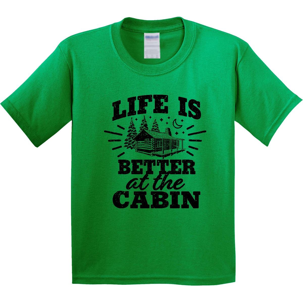 Inktastic Life Is Better At The Cabin With Trees And Moon Youth T-Shirt Hunt As - Picture 4 of 8