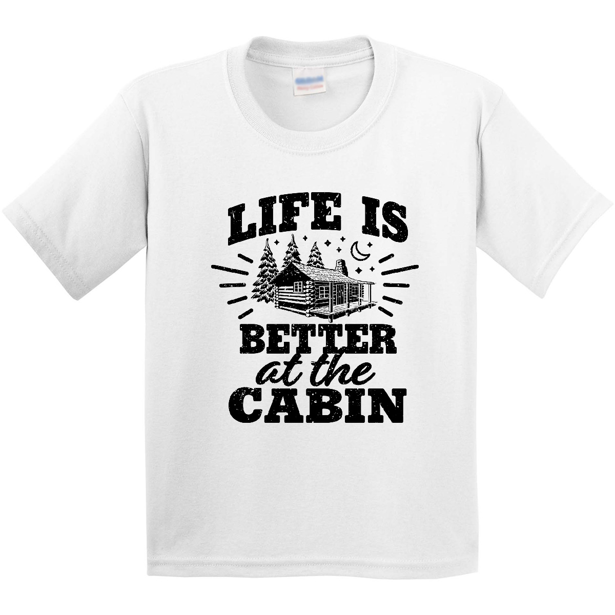 Inktastic Life Is Better At The Cabin With Trees And Moon Youth T-Shirt Hunt As - Picture 8 of 8