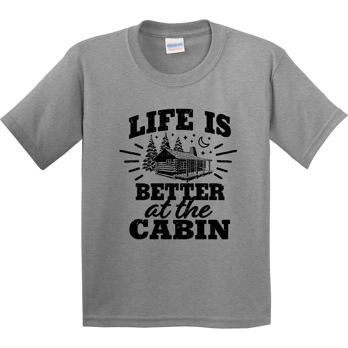 Inktastic Life Is Better At The Cabin With Trees And Moon Youth T-Shirt Hunt As - Picture 3 of 8