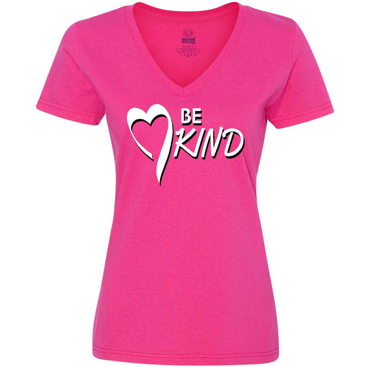 Inktastic Be Kind With Heart Ribbon In White Text Women's V-Neck T-Shirt Quotes - Bild 2 von 6