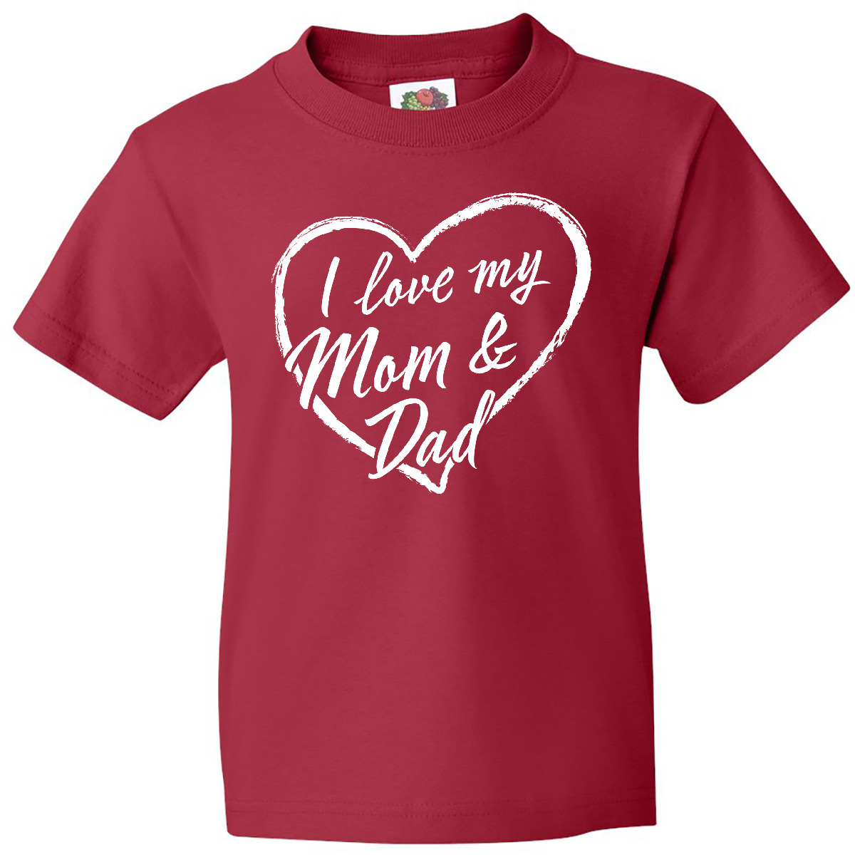 Inktastic I Love My Mom And Dad In White Chalk Heart Youth T-Shirt Parents Mommy - Picture 5 of 7