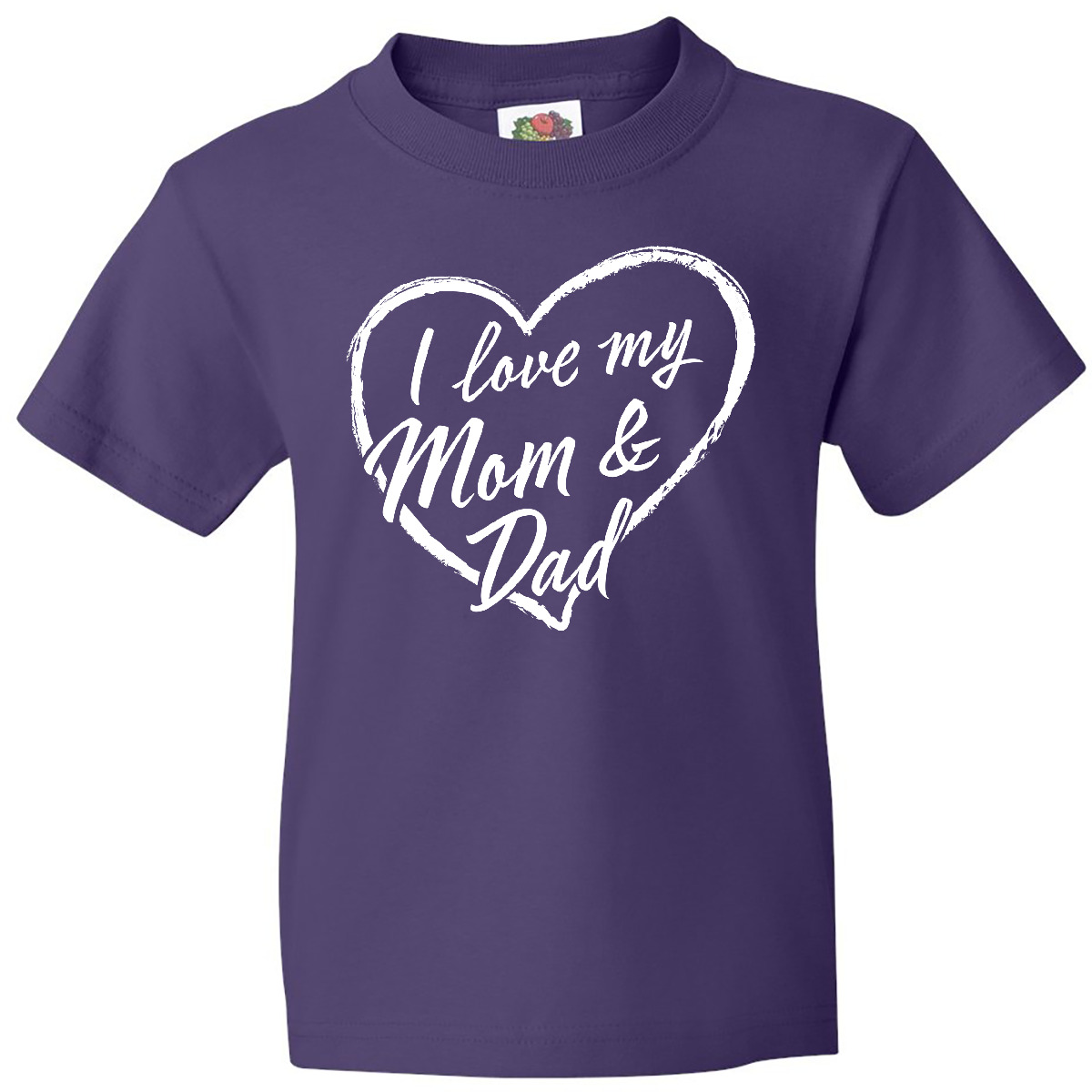 Inktastic I Love My Mom And Dad In White Chalk Heart Youth T-Shirt Parents Mommy - Picture 4 of 7
