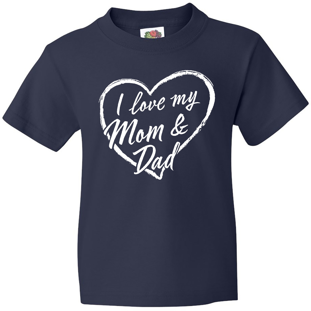 Inktastic I Love My Mom And Dad In White Chalk Heart Youth T-Shirt Parents Mommy - Picture 3 of 7