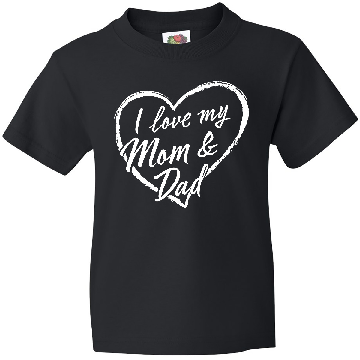 Inktastic I Love My Mom And Dad In White Chalk Heart Youth T-Shirt Parents Mommy - Picture 2 of 7