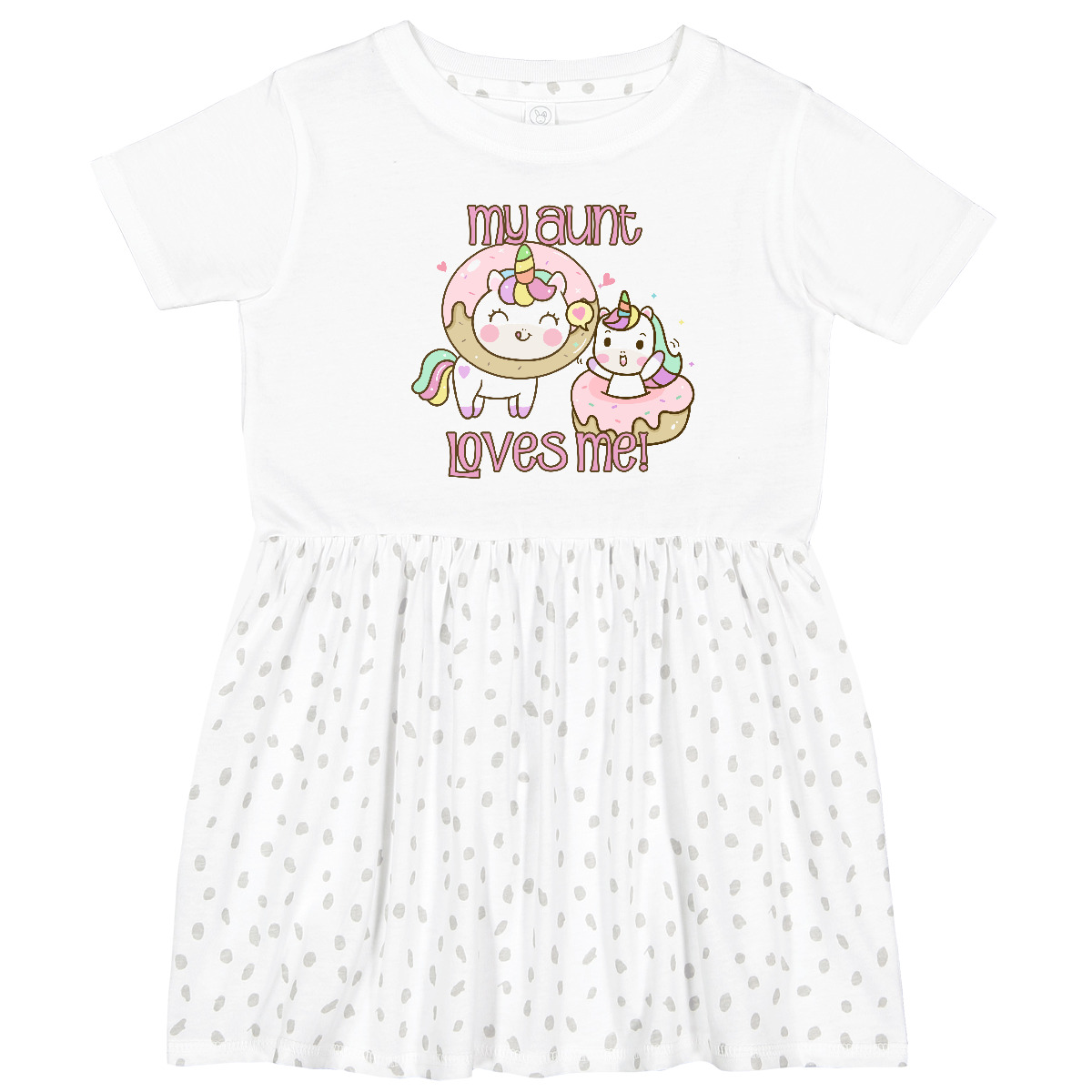 Inktastic My Aunt Loves Me Unicorn Toddler Dress Doughnut Donut Cute Girls - Picture 4 of 5