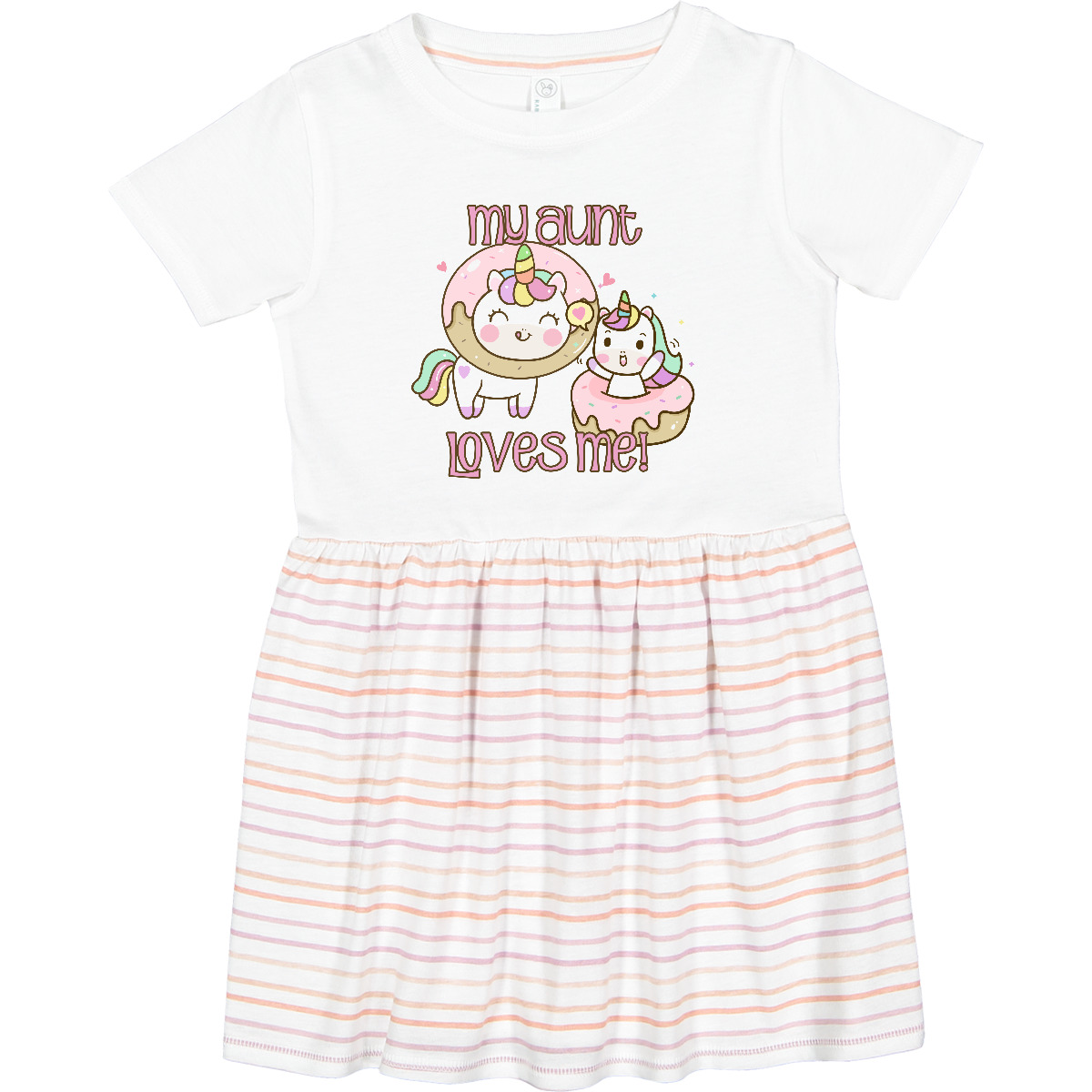 Inktastic My Aunt Loves Me Unicorn Toddler Dress Doughnut Donut Cute Girls - Picture 5 of 5
