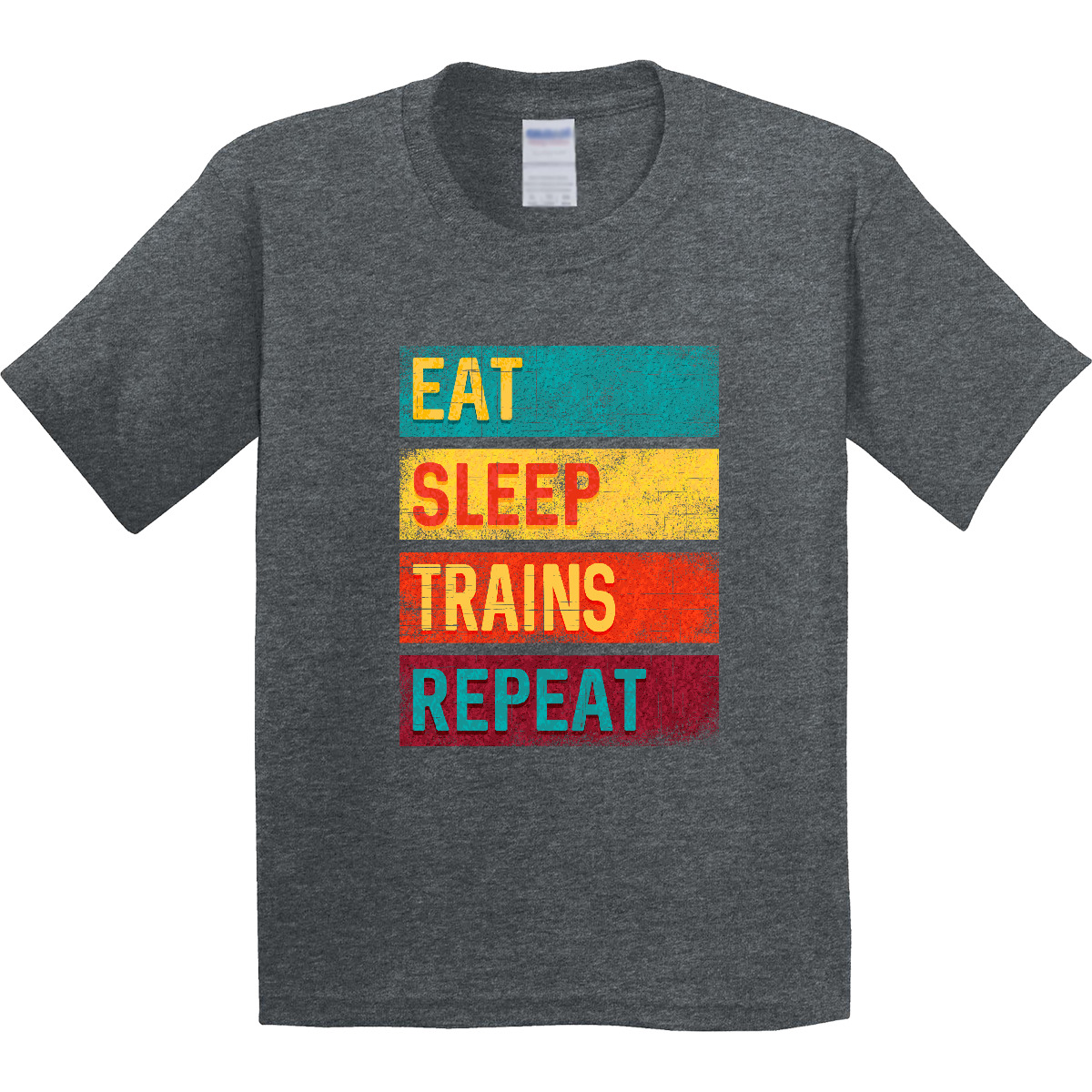 Inktastic Eat Sleep Trains Repeat Youth T-Shirt Conductor Railroading Railroader - Picture 4 of 4
