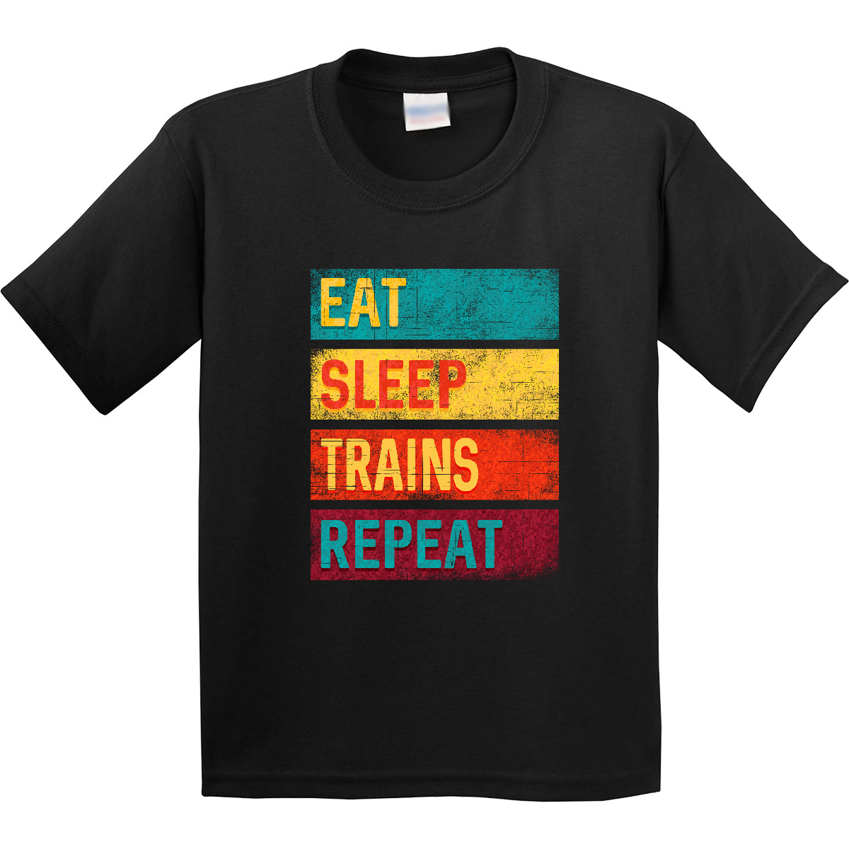Inktastic Eat Sleep Trains Repeat Youth T-Shirt Conductor Railroading Railroader - Picture 2 of 4