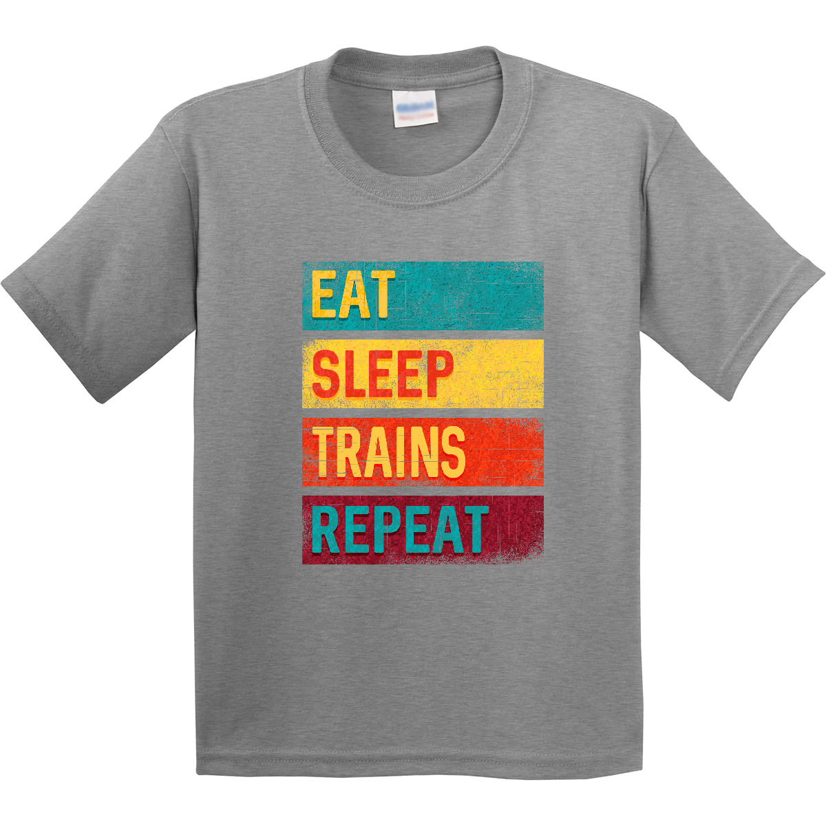 Inktastic Eat Sleep Trains Repeat Youth T-Shirt Conductor Railroading Railroader - Picture 3 of 4