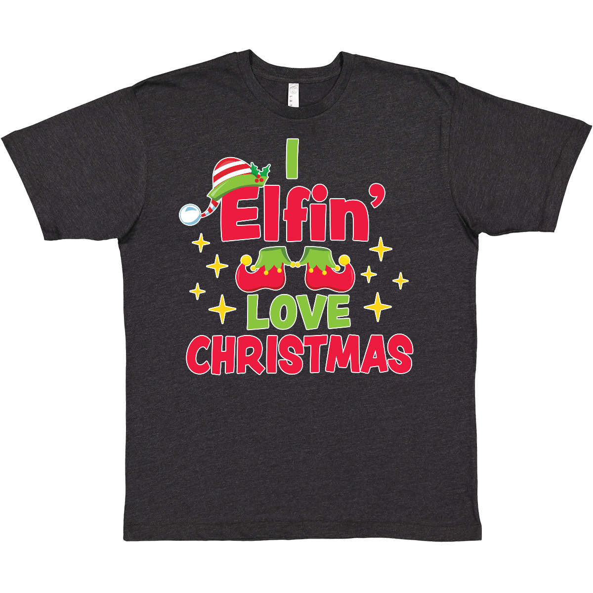 Inktastic I Elfin Love Navidad Con Elfo Zapatos Y Sombrero Con Estrellas Camiseta Pies - Imagen 8 de 9