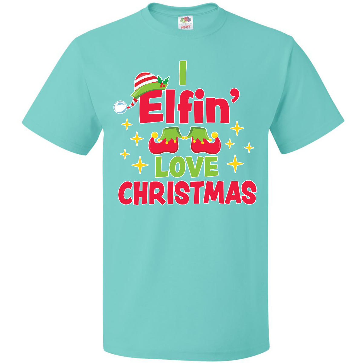 Inktastic I Elfin Love Navidad Con Elfo Zapatos Y Sombrero Con Estrellas Camiseta Pies - Imagen 7 de 9