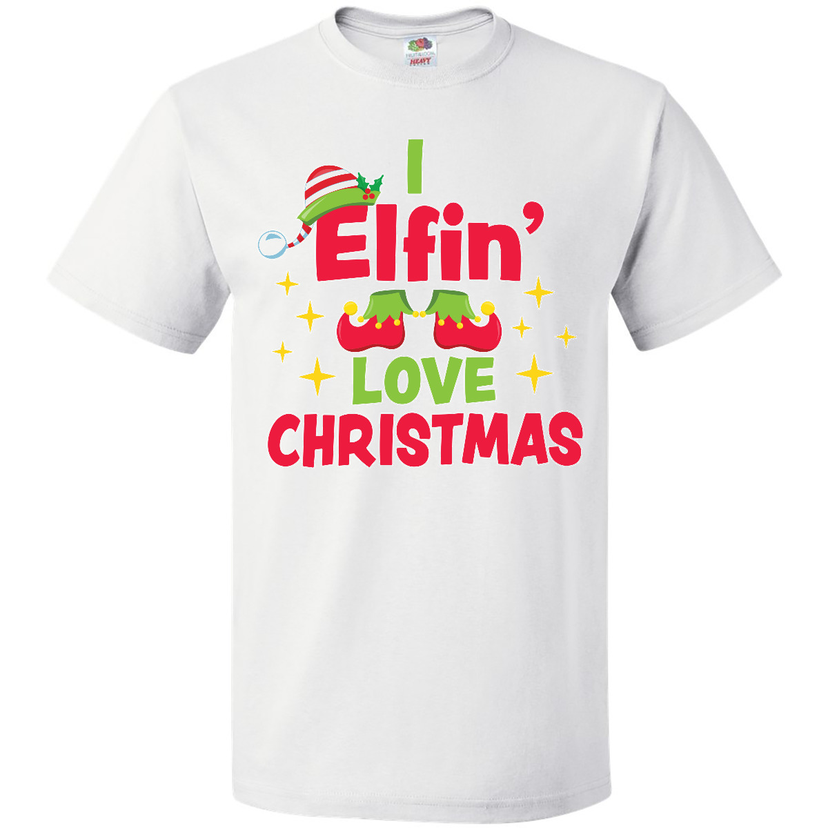 Inktastic I Elfin Love Navidad Con Elfo Zapatos Y Sombrero Con Estrellas Camiseta Pies - Imagen 9 de 9