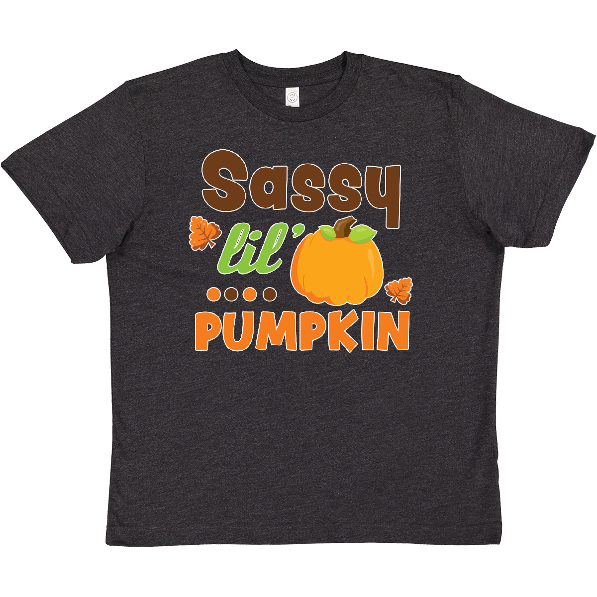 Inktastic Thanksgiving Sassy Lil Pumpkin With Fall Leaves Youth T-Shirt Cute Day - Picture 8 of 9