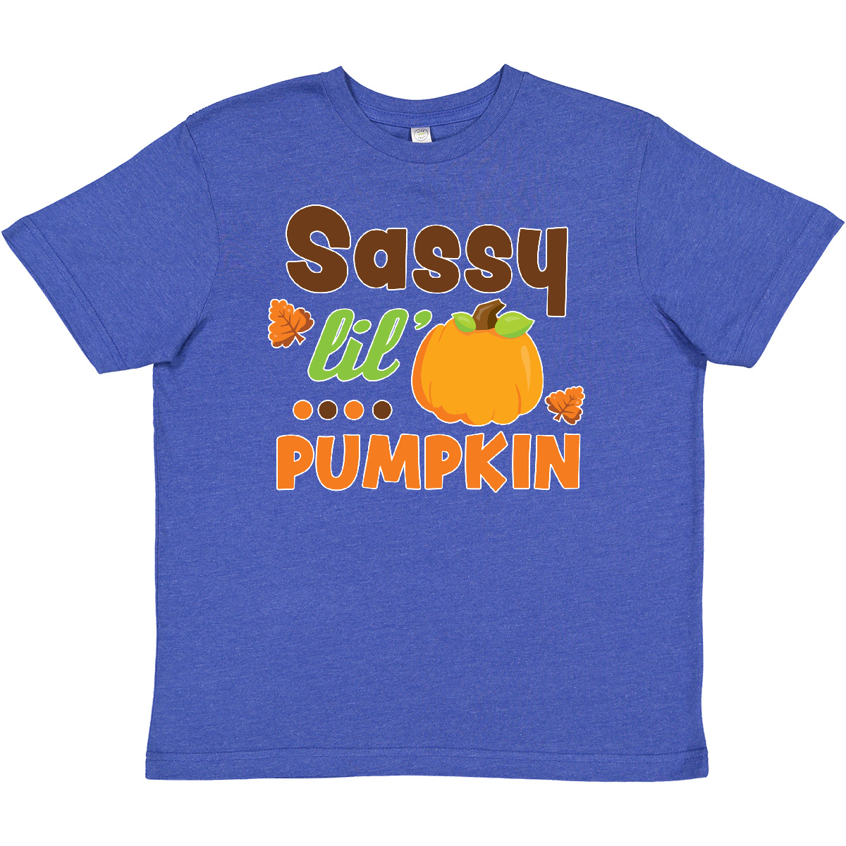 Inktastic Thanksgiving Sassy Lil Pumpkin With Fall Leaves Youth T-Shirt Cute Day - Picture 9 of 9