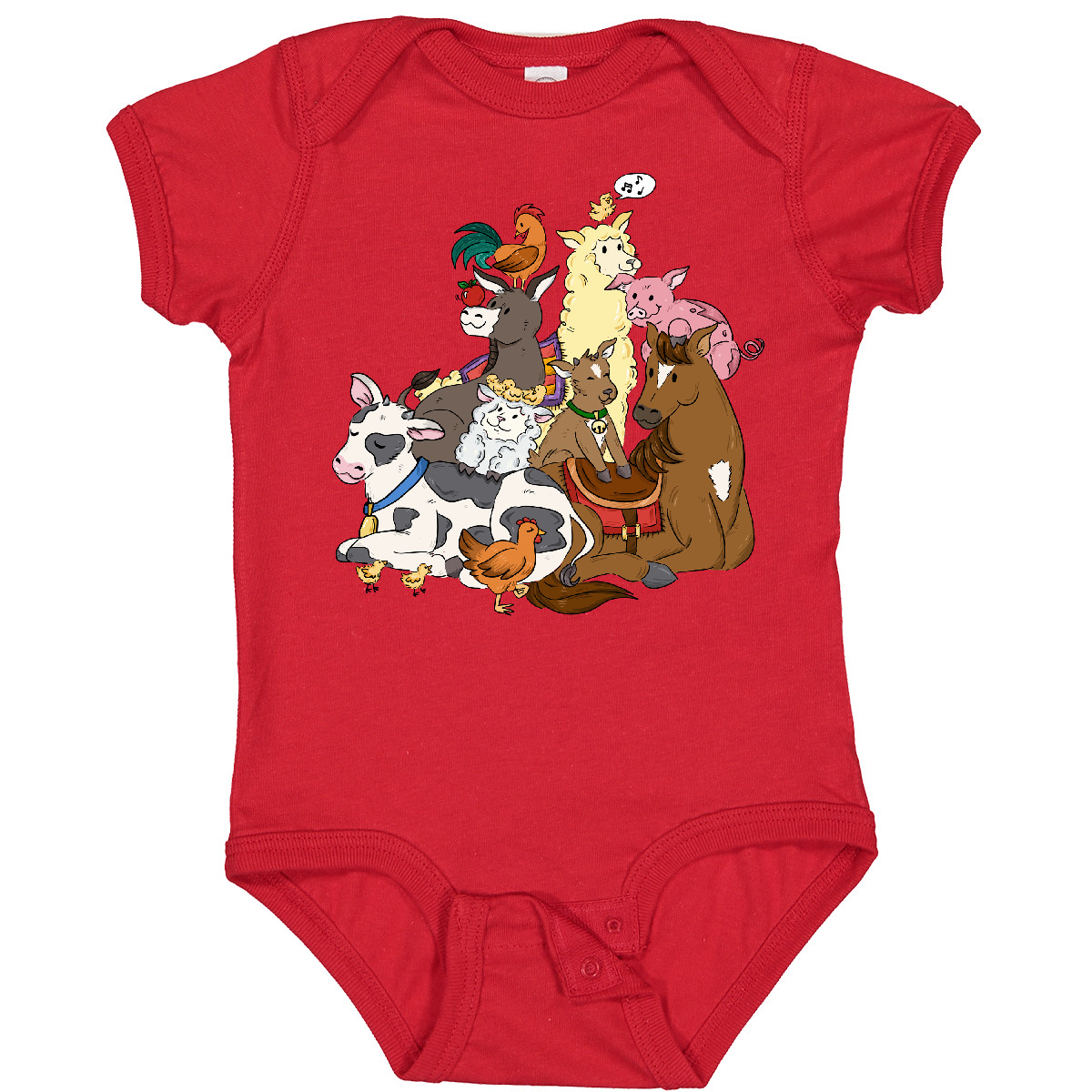 Inktastic Happy Farm Animals Baby Bodysuit Cute Cowboy Cowgirl Calf Farmer Cow - Bild 7 von 8