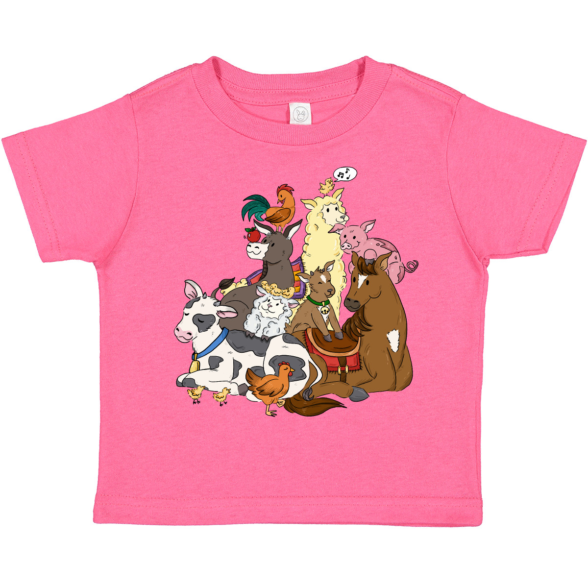Inktastic Happy Farm Animals Toddler T-Shirt Cute Cowboy Cowgirl Calf Farmer Cow - Picture 2 of 7