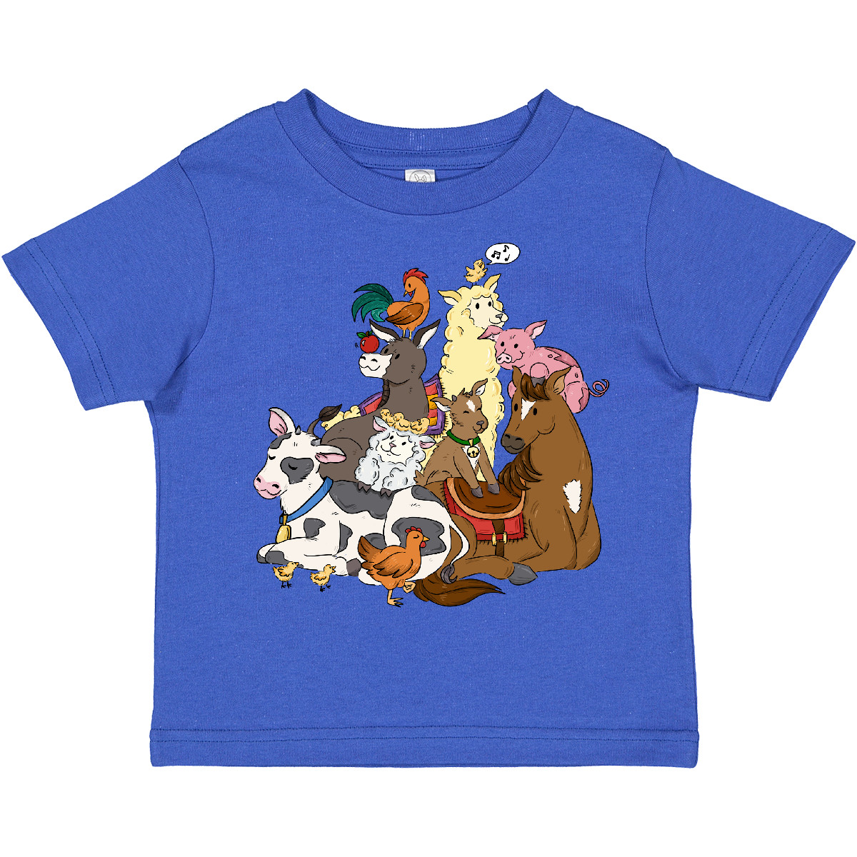Inktastic Happy Farm Animals Toddler T-Shirt Cute Cowboy Cowgirl Calf Farmer Cow - Picture 6 of 7