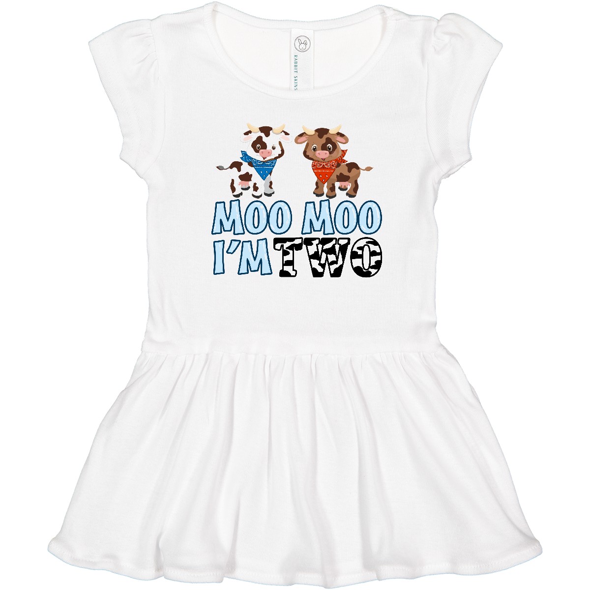 Inktastic Moo Moo I'm 2 With Cute Holstein Cows Toddler Dress Cowboy Cowgirl Cow - Picture 3 of 3