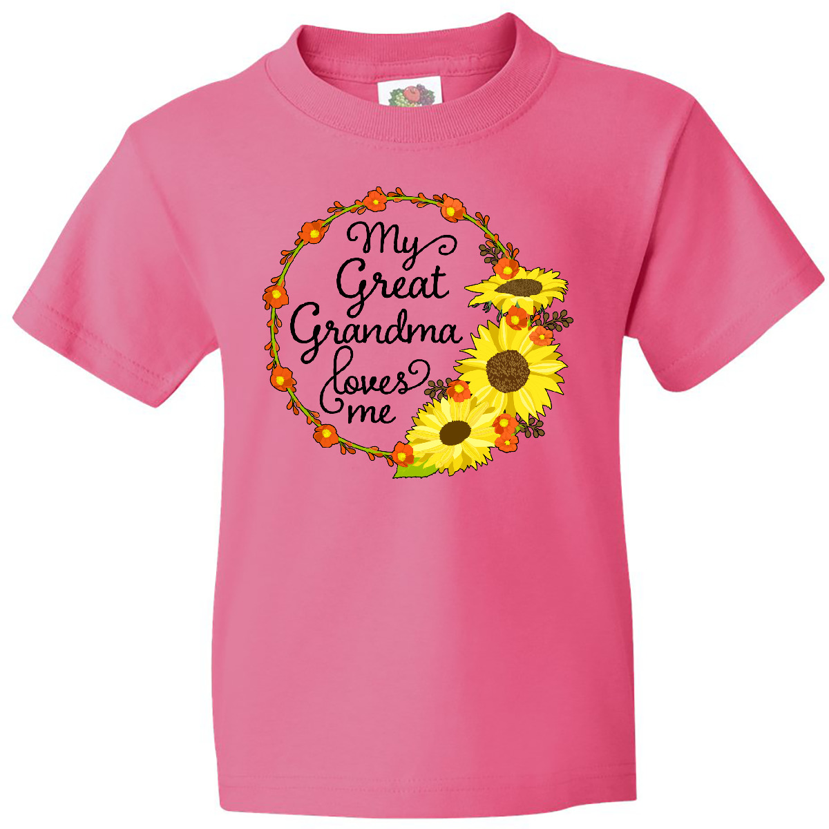 Inktastic My Great Grandma Loves Me With Sunflower Wreath Youth T-Shirt Family - Picture 5 of 8