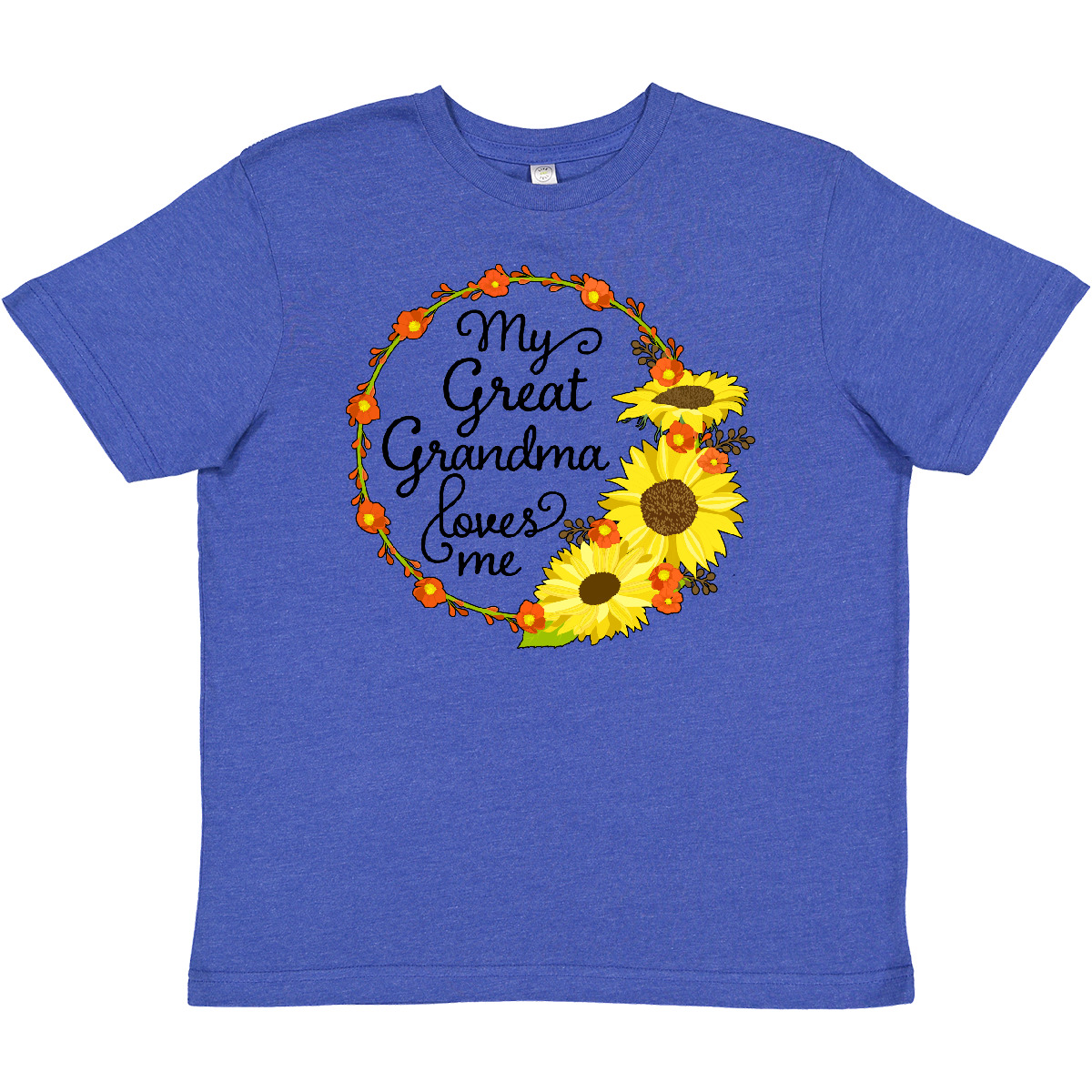Inktastic My Great Grandma Loves Me With Sunflower Wreath Youth T-Shirt Family - Picture 7 of 8