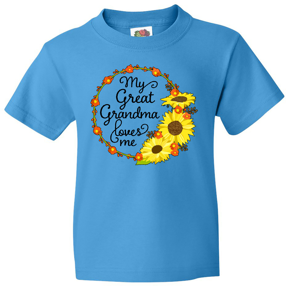 Inktastic My Great Grandma Loves Me With Sunflower Wreath Youth T-Shirt Family - Picture 6 of 8