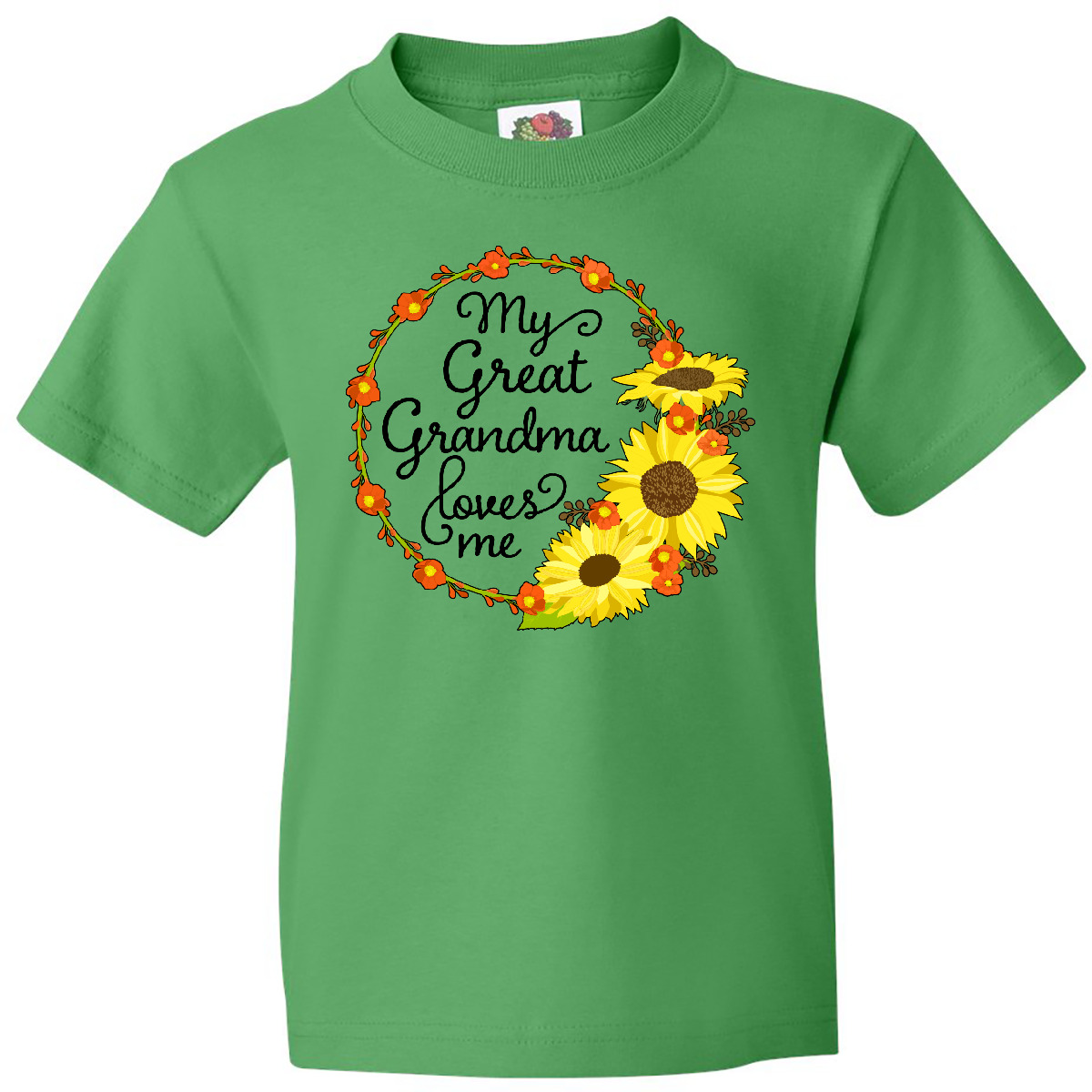 Inktastic My Great Grandma Loves Me With Sunflower Wreath Youth T-Shirt Family - Picture 4 of 8
