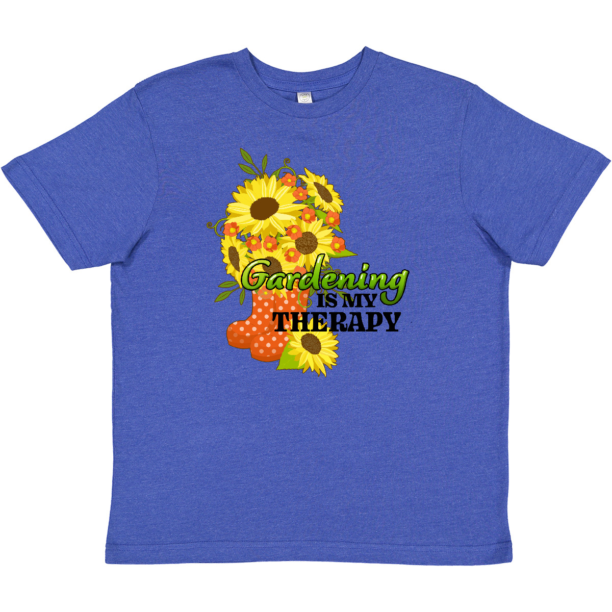 Inktastic Gardening Is My Therapy With Sunflowers And Boots Youth T-Shirt Flower - Picture 7 of 8