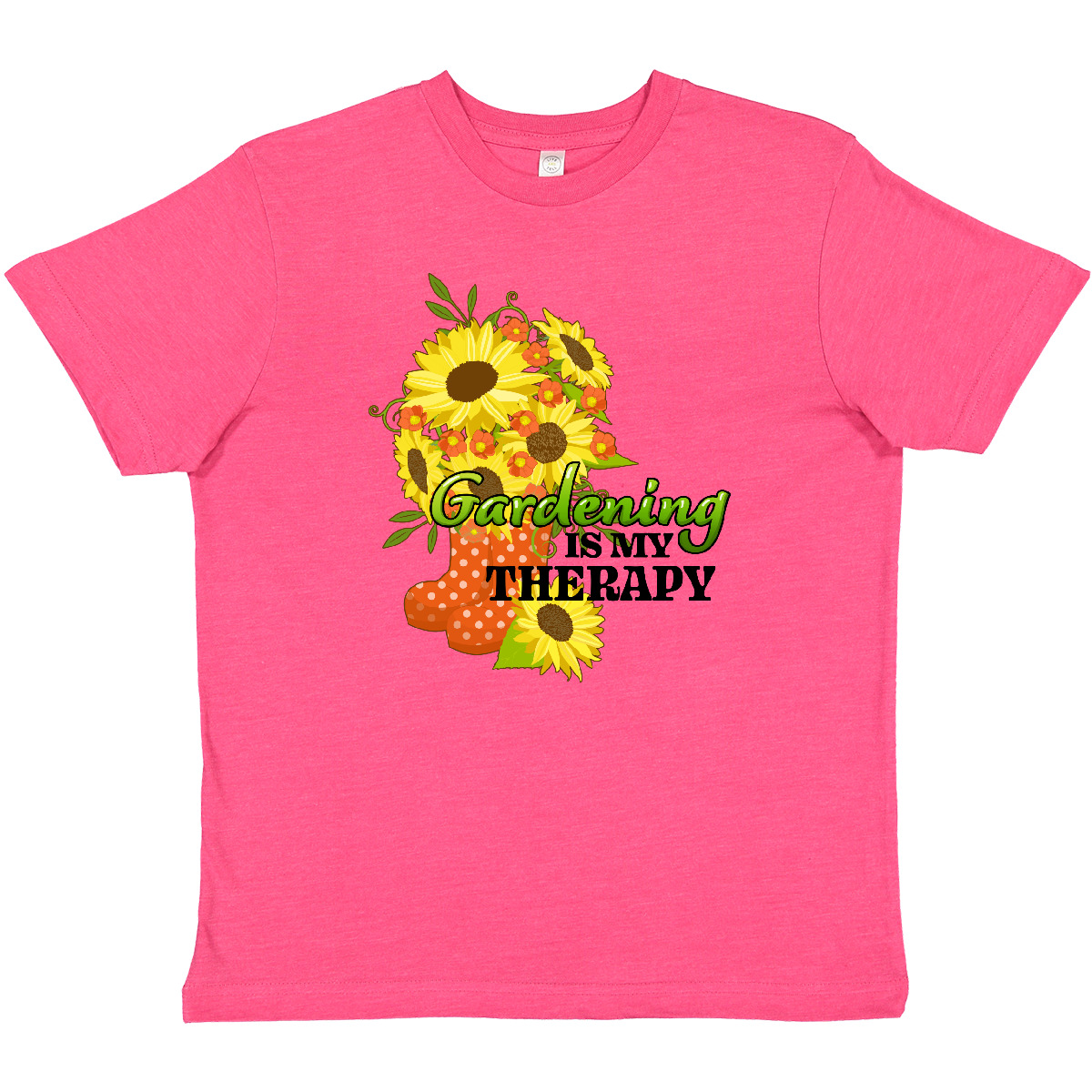 Inktastic Gardening Is My Therapy With Sunflowers And Boots Youth T-Shirt Flower - Picture 6 of 8
