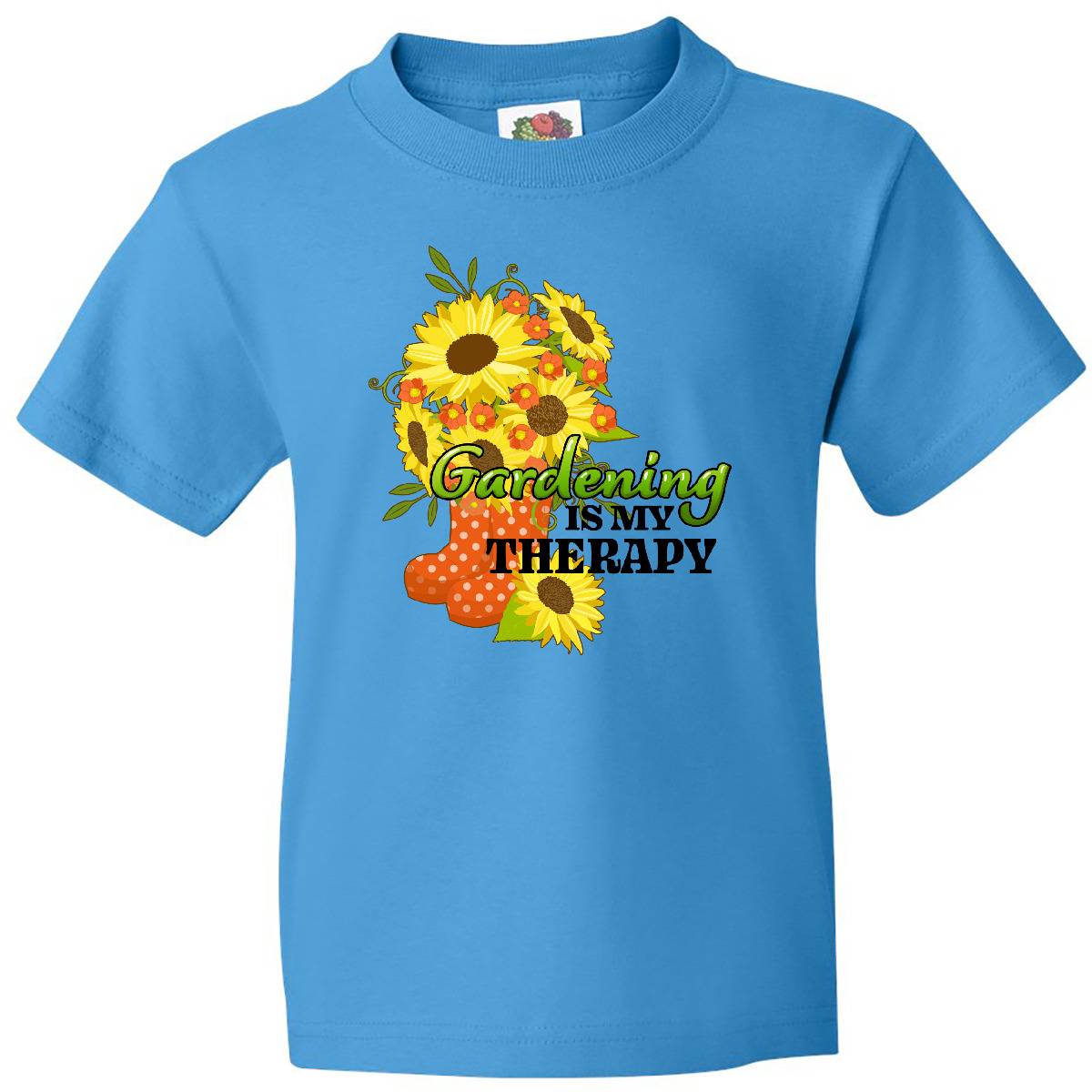 Inktastic Gardening Is My Therapy With Sunflowers And Boots Youth T-Shirt Flower - Picture 5 of 8
