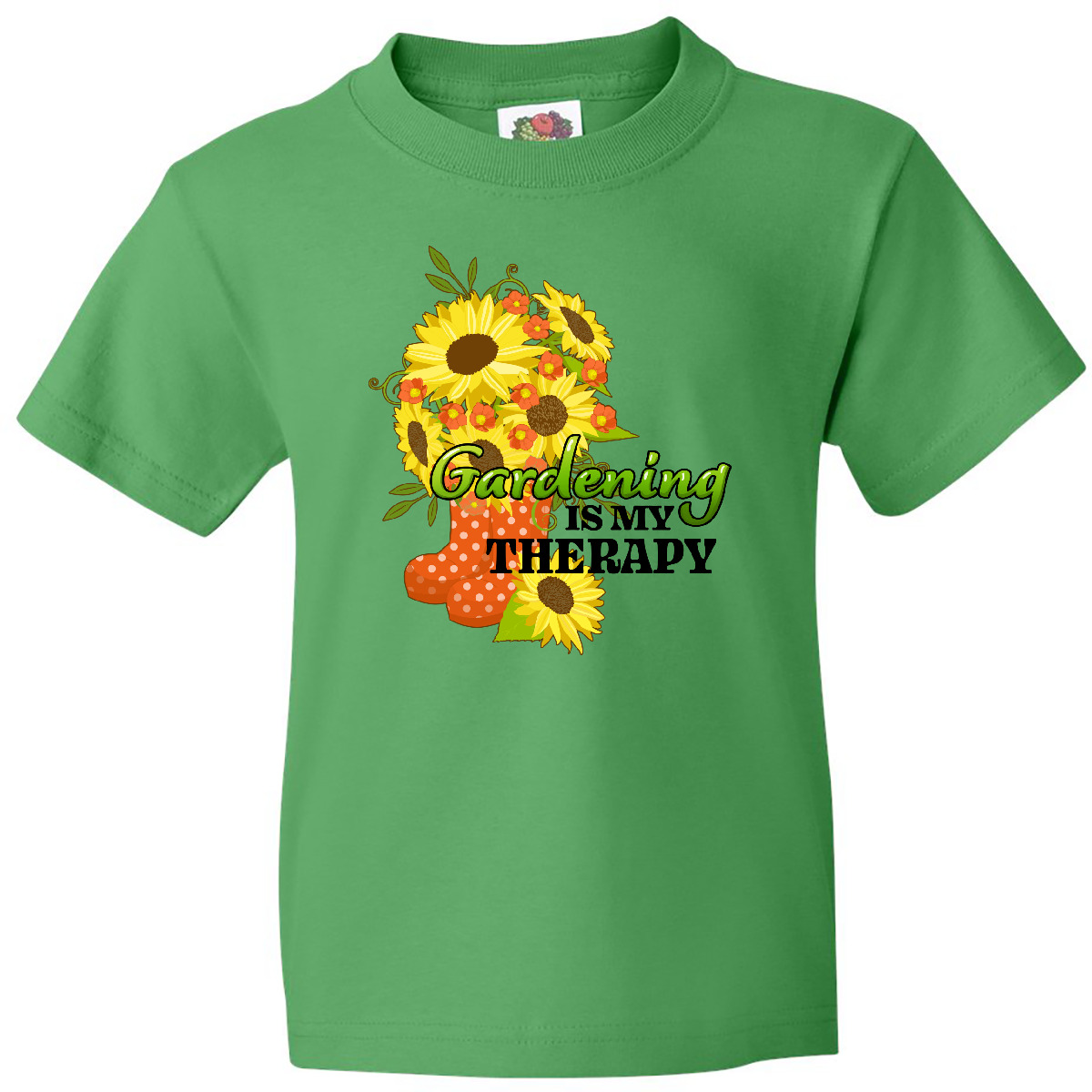 Inktastic Gardening Is My Therapy With Sunflowers And Boots Youth T-Shirt Flower - Picture 3 of 8