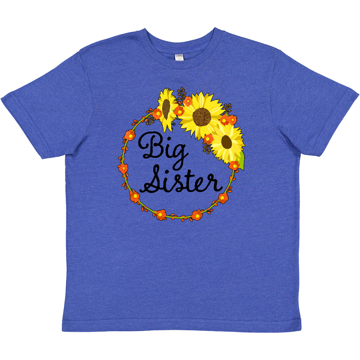 Inktastic Big Sister Sunflower Wreath Youth T-Shirt Siblings Flowers Sisters Sis - Picture 8 of 8