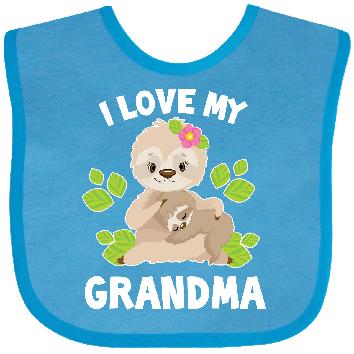 Inktastic süßes Faultier I Love My Grandma mit Blättern Baby Lätzchen Tiere Tier Wild - Bild 13 von 13