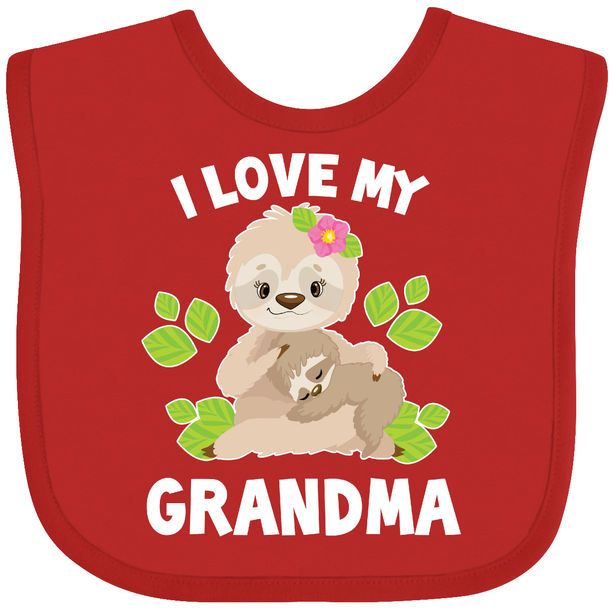 Inktastic süßes Faultier I Love My Grandma mit Blättern Baby Lätzchen Tiere Tier Wild - Bild 12 von 13