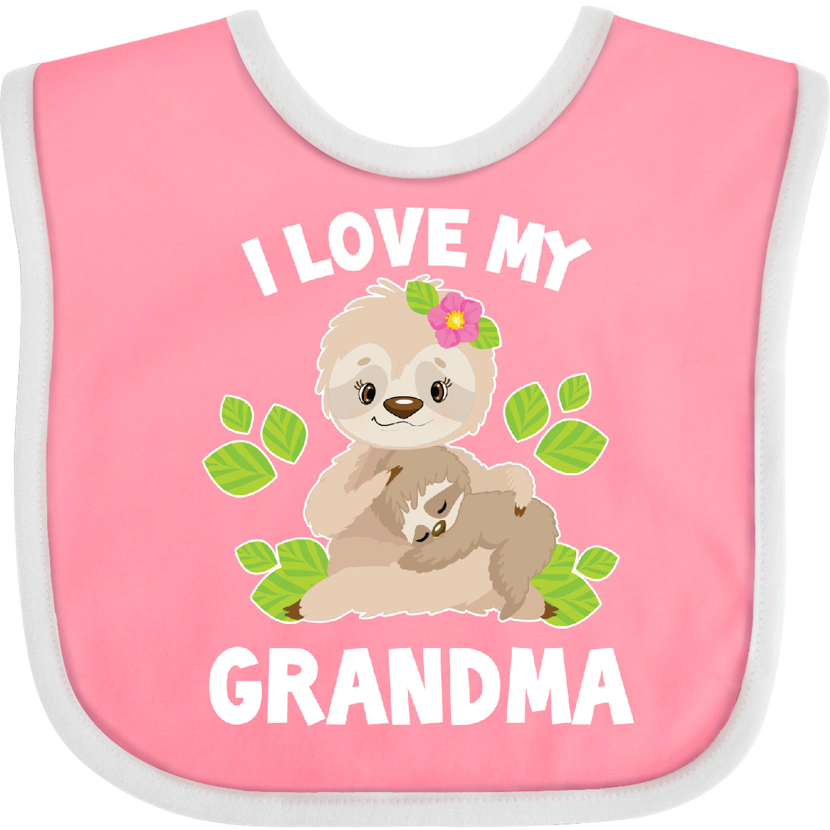 Inktastic süßes Faultier I Love My Grandma mit Blättern Baby Lätzchen Tiere Tier Wild - Bild 11 von 13