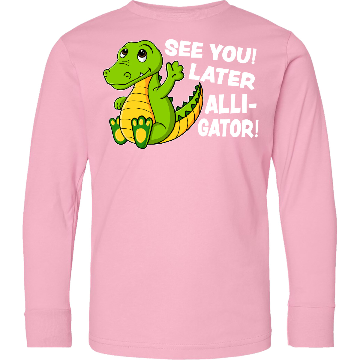 Inktastic See You Later Alligator Youth Long Sleeve T-Shirt Children Bye Green - Picture 2 of 4