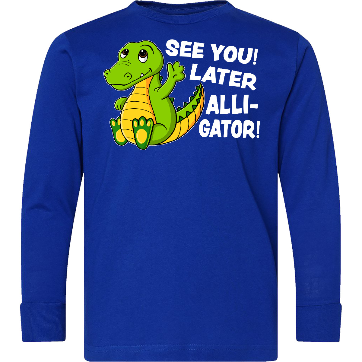 Inktastic See You Later Alligator Youth Long Sleeve T-Shirt Children Bye Green - Picture 4 of 4