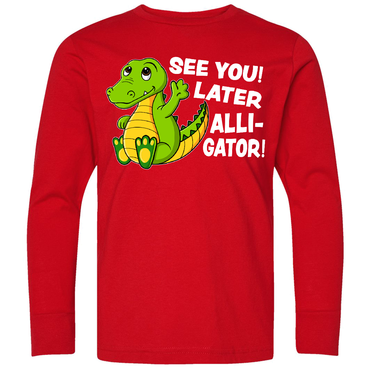 Inktastic See You Later Alligator Youth Long Sleeve T-Shirt Children Bye Green - Picture 3 of 4