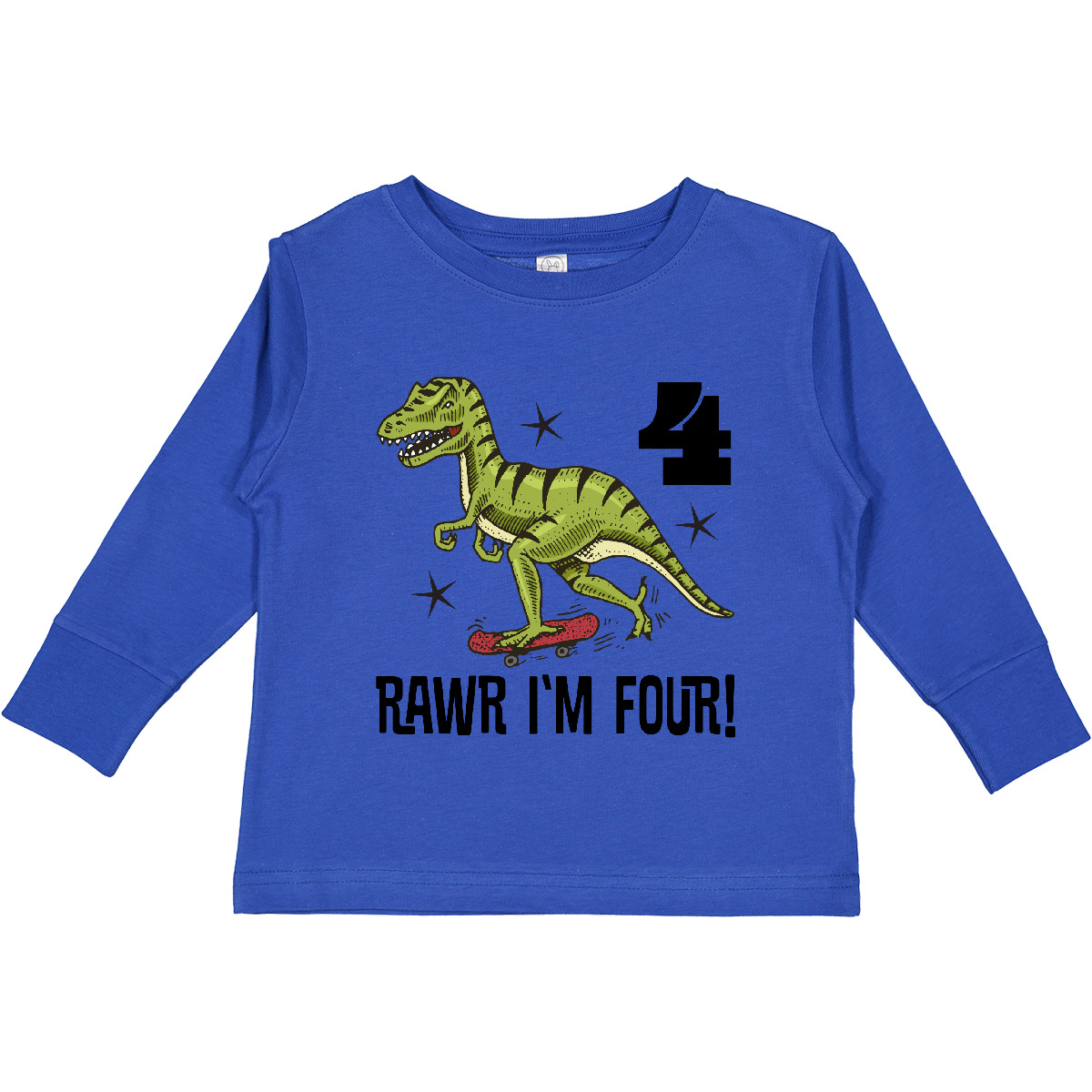 Inktastic 4th Birthday Party Dinosaur 4 Year Old Toddler Long Sleeve T-Shirt Im - Picture 6 of 6