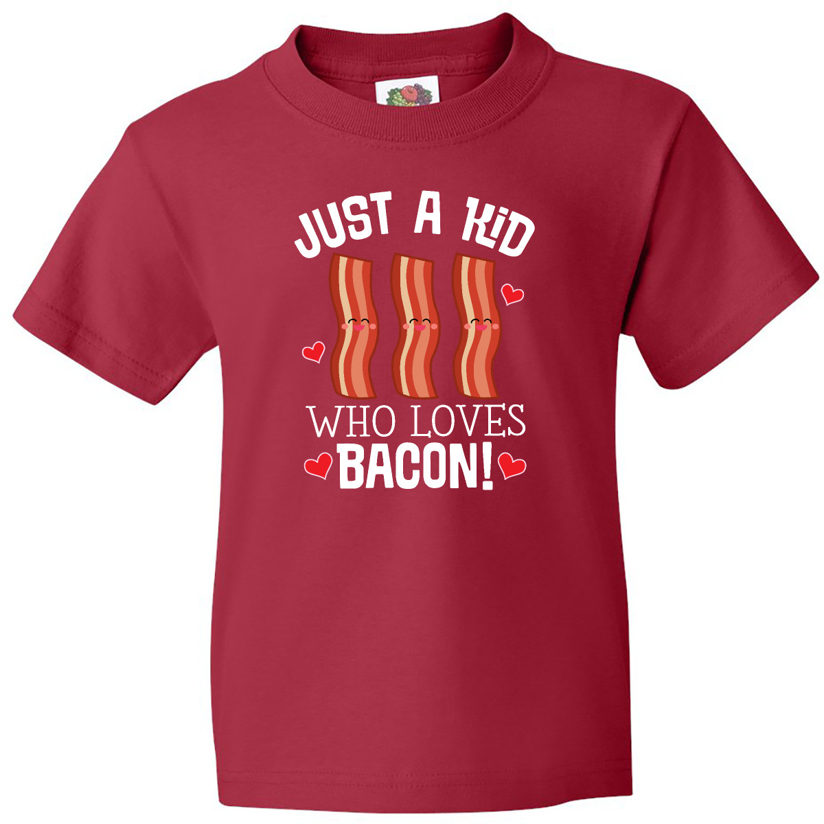 Inktastic Just A Kid Who Loves Bacon Youth T-Shirt Breakfast Food Tee Kids Child - Picture 7 of 10