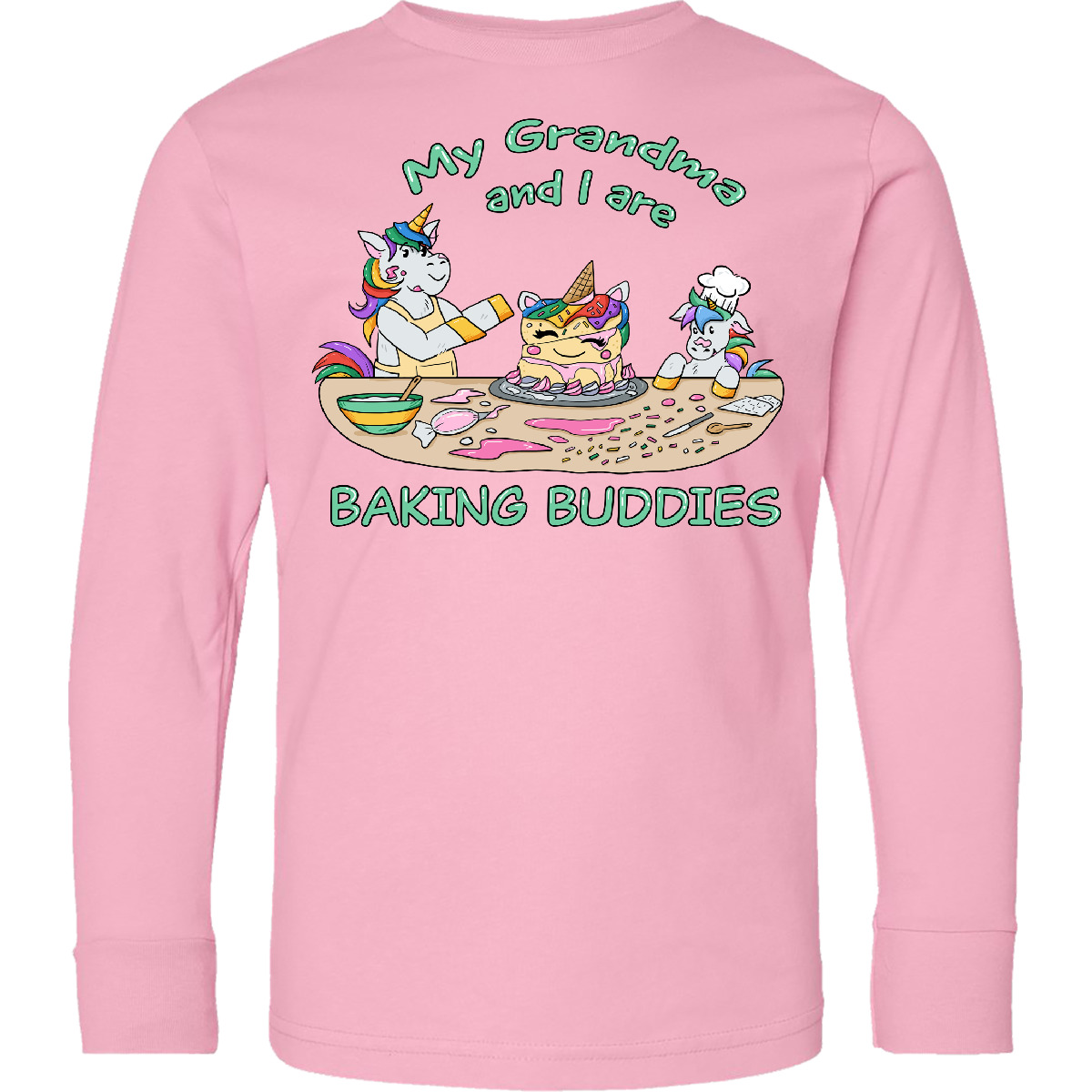 Inktastic My Grandma And I Are Baking Buddies Youth Long Sleeve T-Shirt Baker - Picture 2 of 3