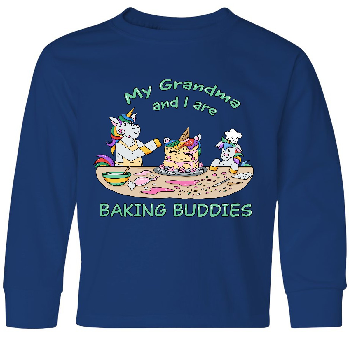 Inktastic My Grandma And I Are Baking Buddies Youth Long Sleeve T-Shirt Baker - Picture 3 of 3