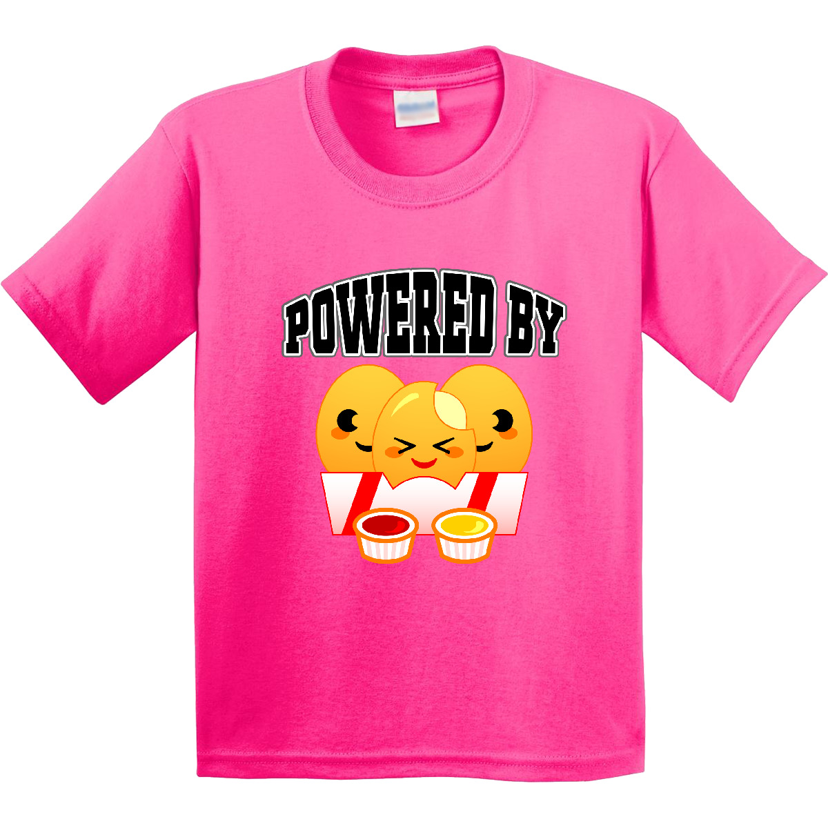 Inktastic Powered By Chicken Nuggets Youth T-Shirt Food Fast Childs Japanese Tee - Picture 6 of 12