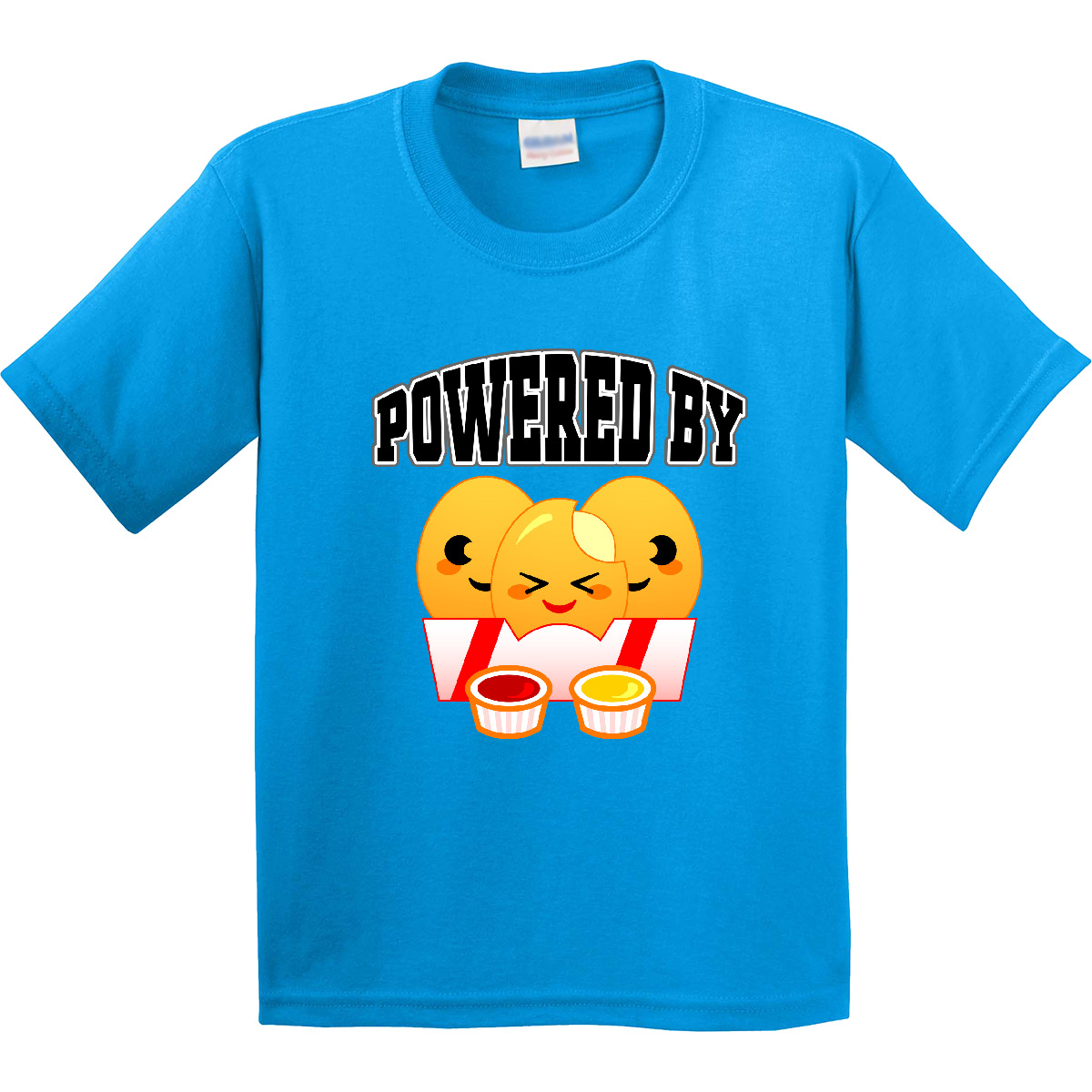 Inktastic Powered By Chicken Nuggets Youth T-Shirt Food Fast Childs Japanese Tee - Picture 7 of 12