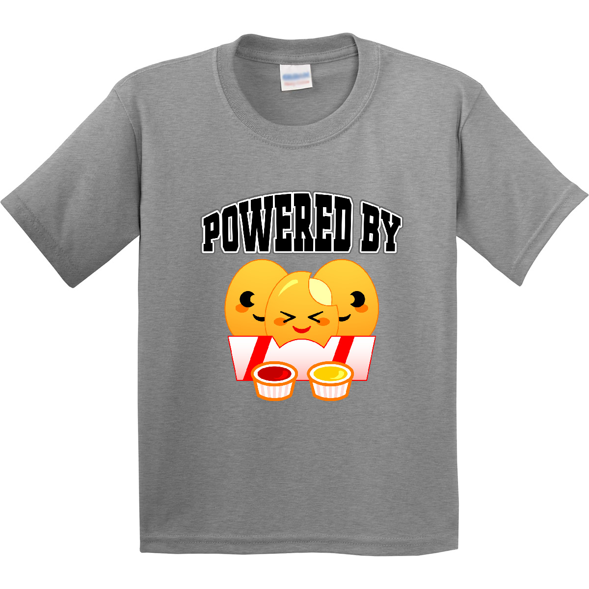Inktastic Powered By Chicken Nuggets Youth T-Shirt Food Fast Childs Japanese Tee - Picture 3 of 12