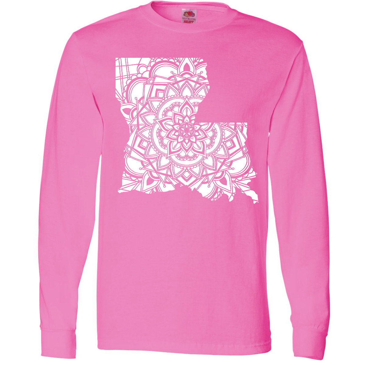 Inktastic Louisiana Silhouette Mandala Long Sleeve T-Shirt State Home Design Tee