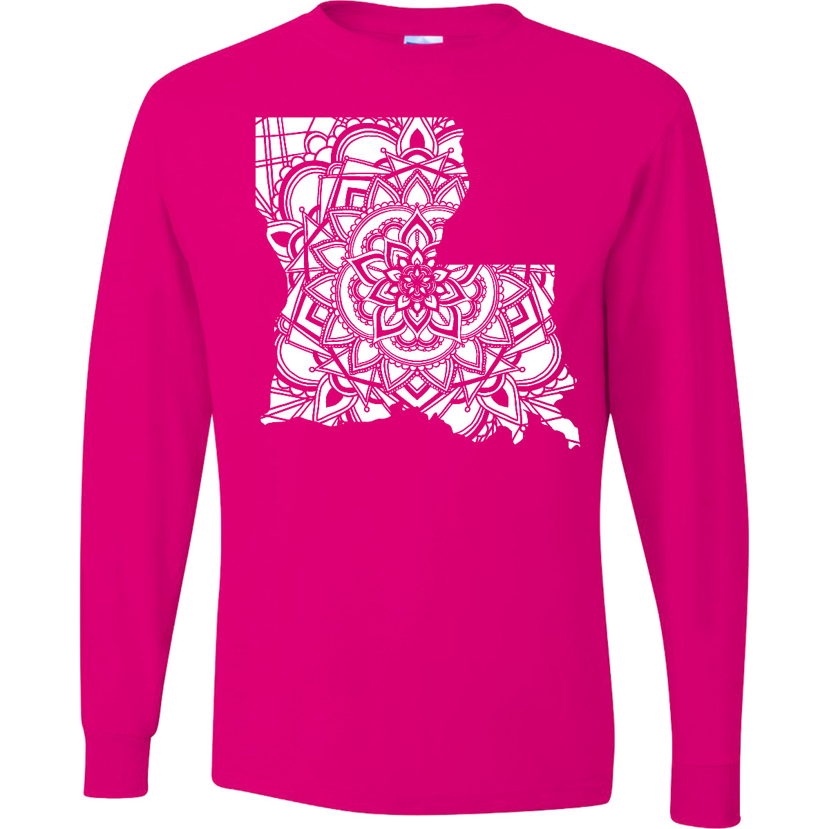 Inktastic Louisiana Silhouette Mandala Long Sleeve T-Shirt State Home Design Tee
